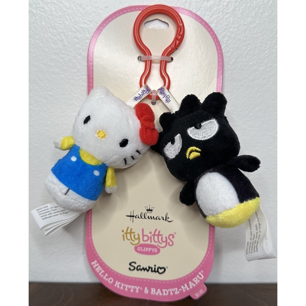 Hello Kitty Badtz Maru Itty Bittys Clippys Hallmark Sanrio Plush Keychain Clip